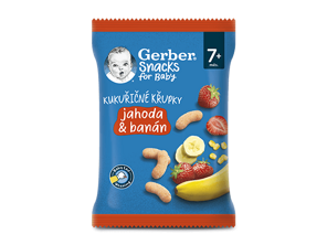 GERBER Snacks kukuřičné křupky jahoda a banán 28 g GERBER Snacks kukuřičné křupky jahoda a banán 28 g