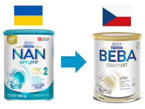 Přechod z ukrajinského kojeneckého mléka Nestlé NAN na českou Nestlé BEBU