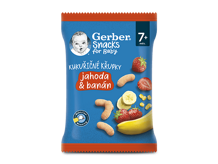 GERBER Snacks kukuřičné křupky jahoda a banán 28 g