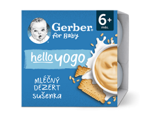 GERBER hello yogo mléčný dezert se sušenkami 4x100 g