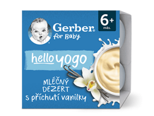 GERBER hello yogo mléčný dezert s příchutí vanilky 4x100 g