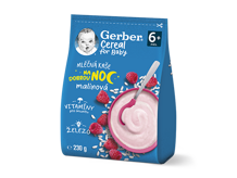 GERBER Cereal mléčná kaše malinová Dobrou noc 