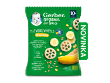 GERBER Organic chewing wheels křupavá kolečka s banánem 28g - novinka