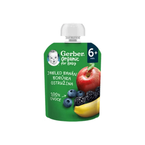 GERBER Organic kapsička jablko, banán, borůvka a ostružina 90 g