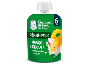 GERBER Organic ovocná kapsička mango a kdoule s kokosovým mlékem 80 g