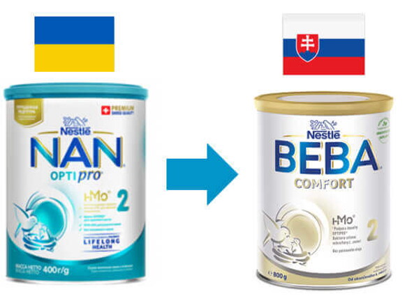 Prechod z ukrajinského dojčenského mlieka Nestlé NAN na slovenskú Nestlé BEBU