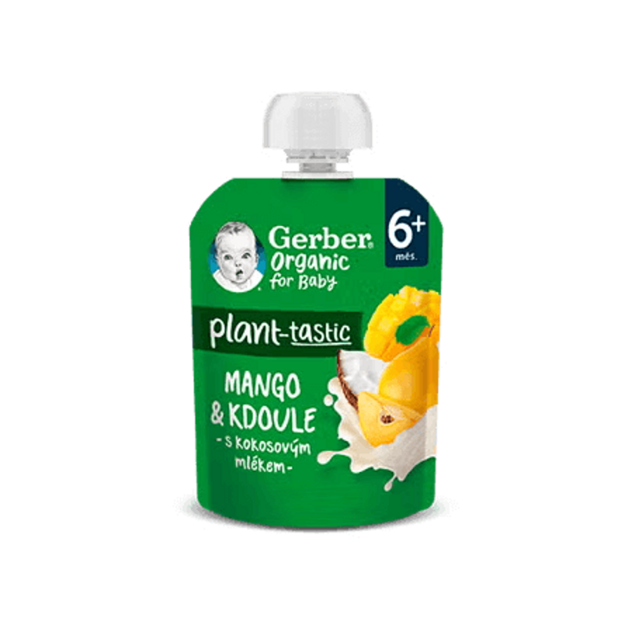 GERBER Organic ovocná kapsička mango a kdoule s kokosovým mlékem 80 g