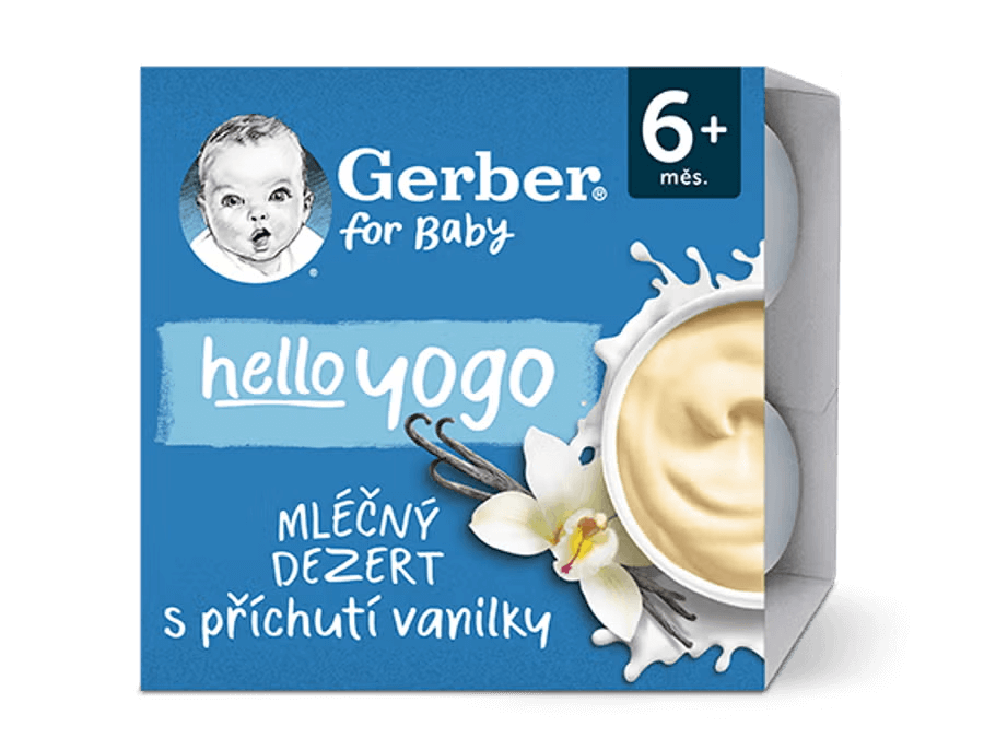 GERBER hello yogo mléčný dezert s příchutí vanilky 4x100 g