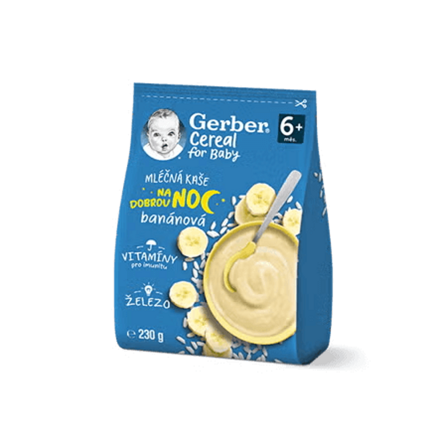 GERBER Cereal mléčná kaše banánová na dobrou noc 230 g