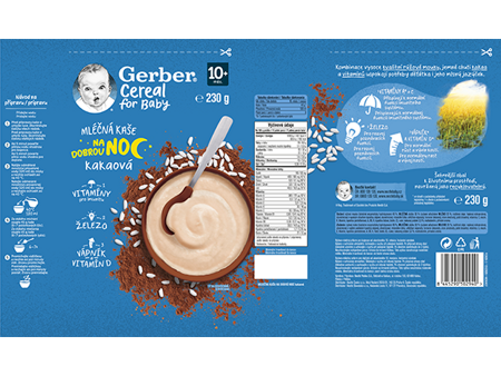 GERBER Cereal mléčná kaše kakaová_obal