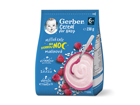 GERBER Cereal mléčná kaše malinová