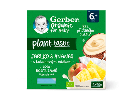 GERBER Organic 100% rostlinný dezert jablko a ananas GERBER Organic 100% rostlinný dezert jablko a ananas_T1