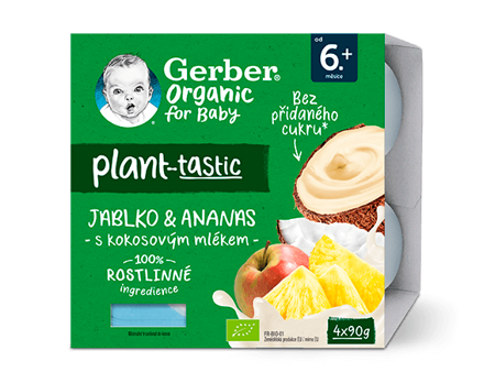 GERBER Organic 100% rostlinný dezert jablko a ananas GERBER Organic 100% rostlinný dezert jablko a ananas