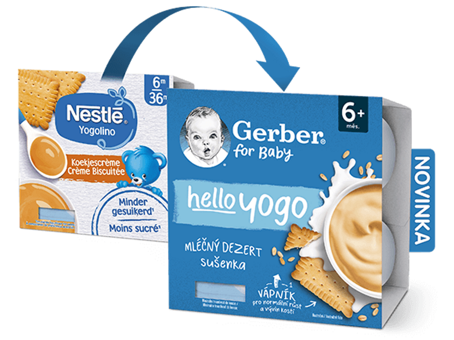 GERBER hello yogo mléčný dezert se sušenkami 4x100 g