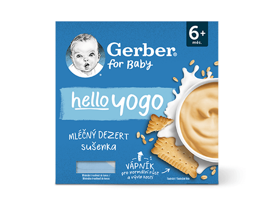 GERBER hello yogo mléčný dezert se sušenkami 4x100 g