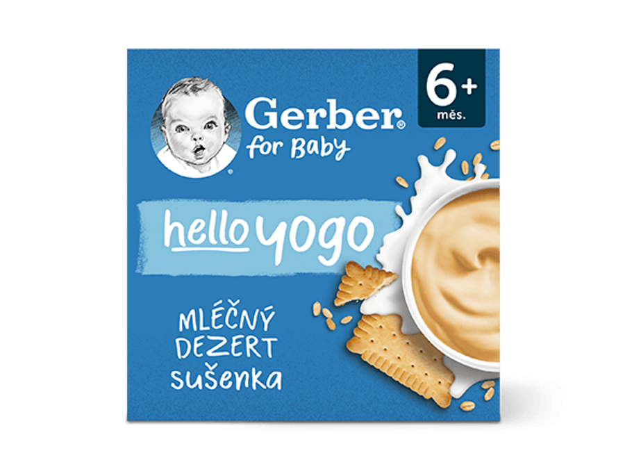GERBER hello yogo mléčný dezert se sušenkami 4x100 g