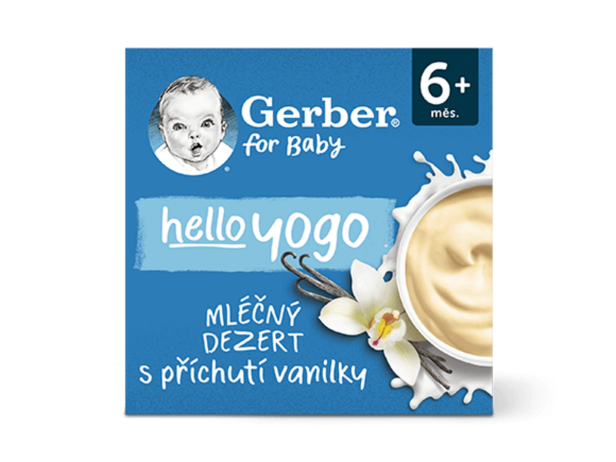 GERBER hello yogo mléčný dezert s příchutí vanilky 4x100 g GERBER hello yogo mléčný dezert s příchutí vanilky 4x100 g