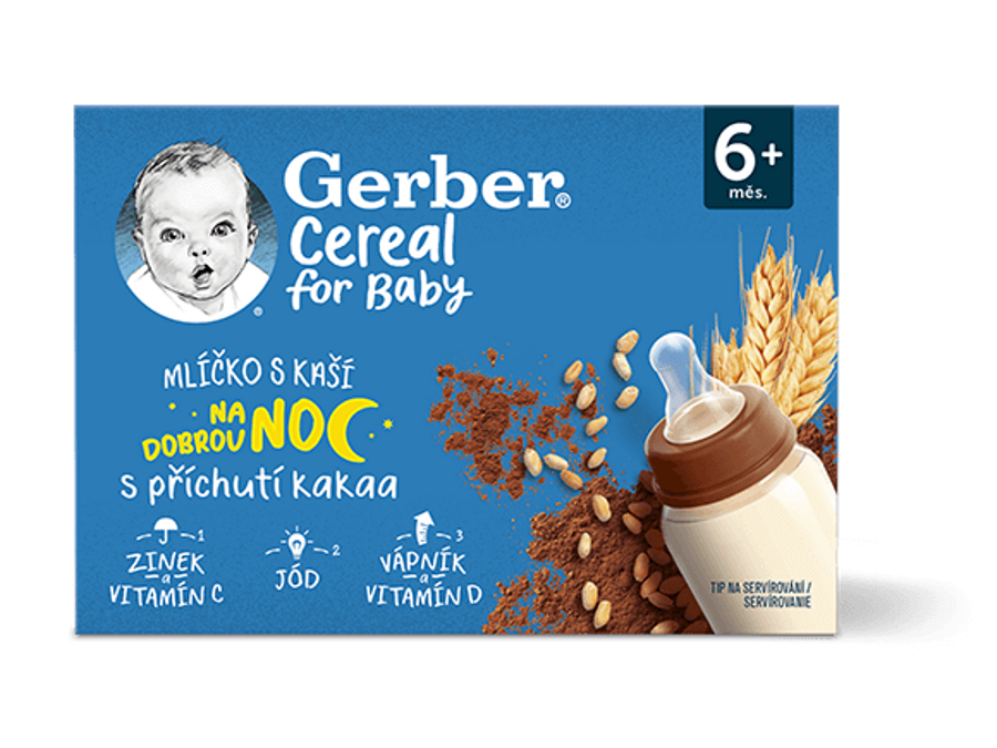 GERBER Cereal mlíčko s kaší kakao 2x200 ml