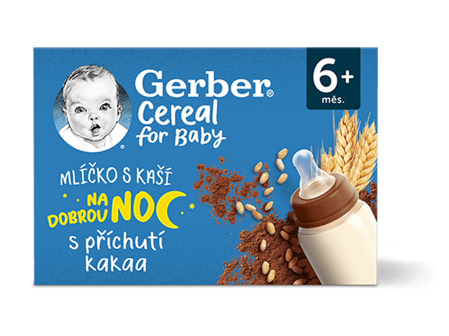 GERBER Cereal mlíčko s kaší s příchutí kakaa 2x200 ml