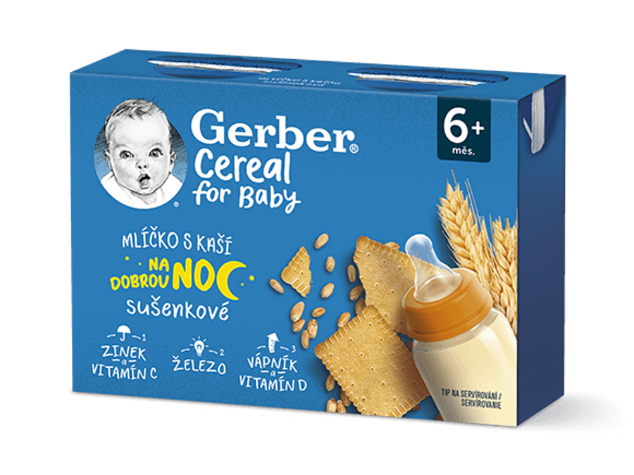 GERBER Cereal mlíčko s kaší sušenkové 2x200 ml