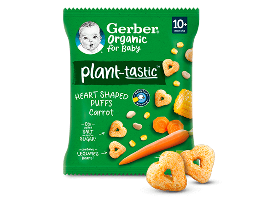 GERBER Organic křupavá srdíčka s mrkví 28 g