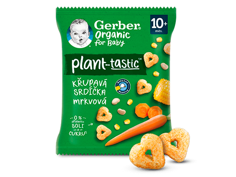 GERBER Organic křupavá srdíčka s mrkví 28 g