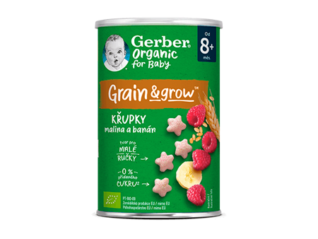 GERBER Organic křupky s banánem a malinami 35 g