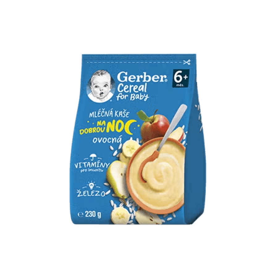 GERBER Cereal mléčná kaše ovocná na dobrou noc 230 g