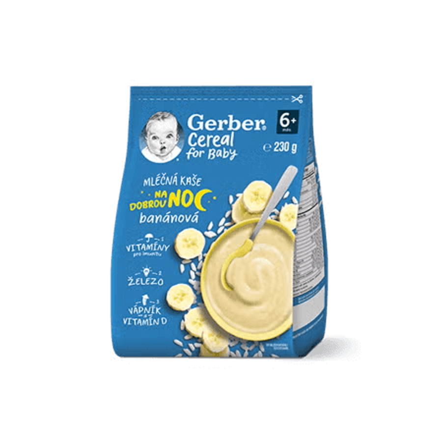GERBER Cereal mléčná kaše banánová na dobrou noc 230 g