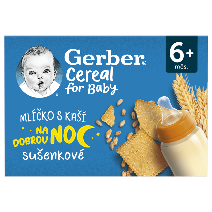 GERBER Cereal mlíčko s kaší sušenkové 2x200 ml GERBER Cereal mlíčko s kaší sušenkové 2x200 ml