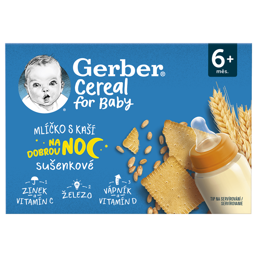 GERBER Cereal mlíčko s kaší sušenkové 2x200 ml GERBER Cereal mlíčko s kaší sušenkové 2x200 ml