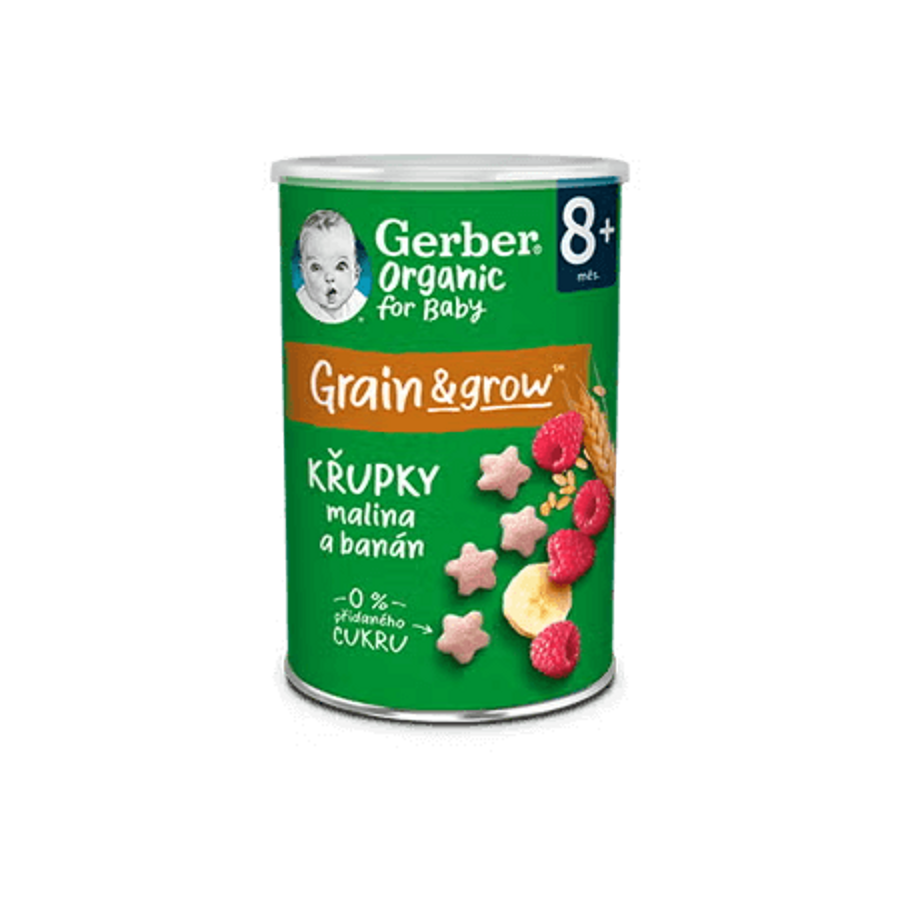 GERBER Organic křupky s banánem a malinami 35 g
