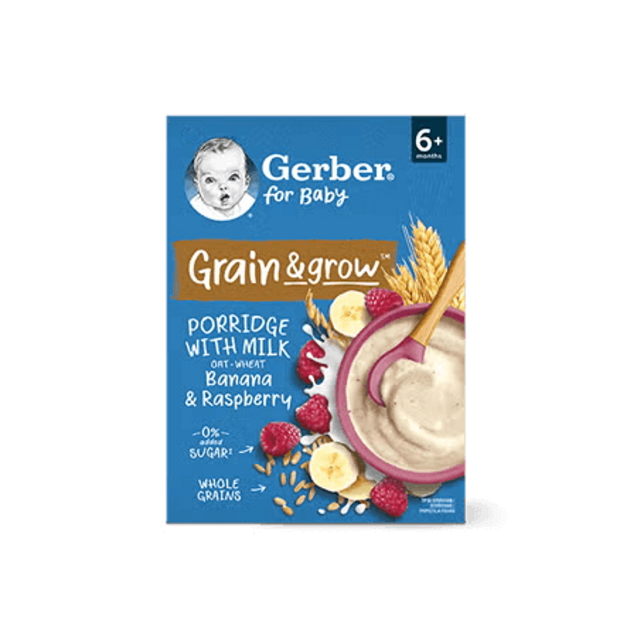 GERBER mléčná kaše pšenično-ovesná banán a malina 200 g