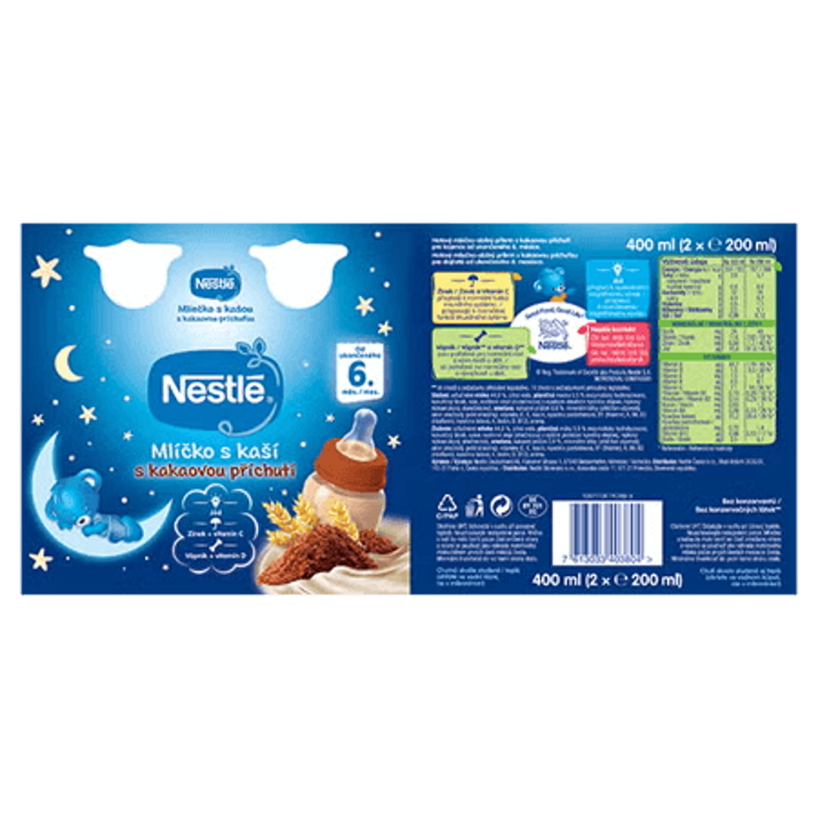 NESTLÉ Mlíčko s kaší s kakaovou příchutí 2 x 200 ml