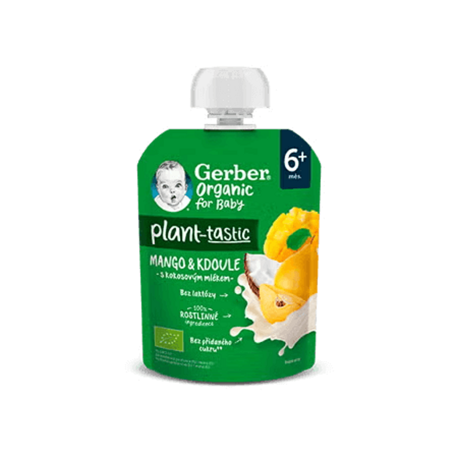 GERBER Organic ovocná kapsička mango a kdoule s kokosovým mlékem 80 g