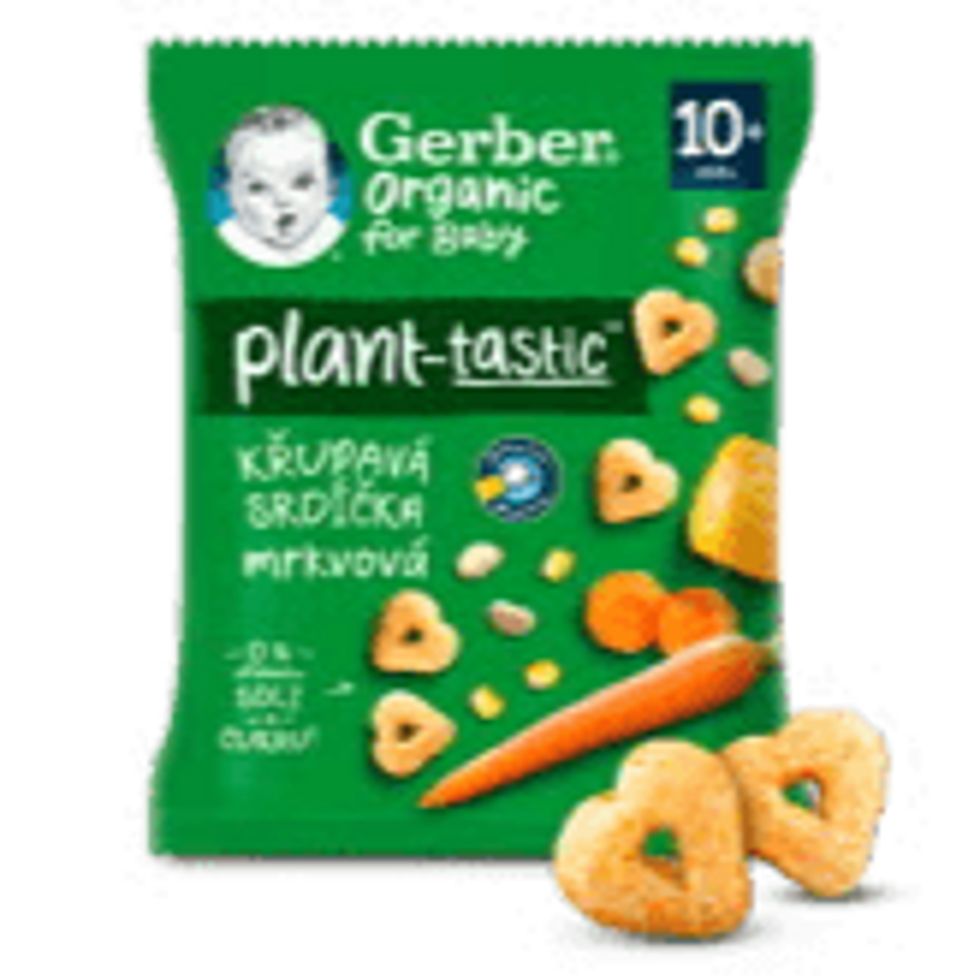 GERBER Organic křupavá srdíčka s mrkví 28 g