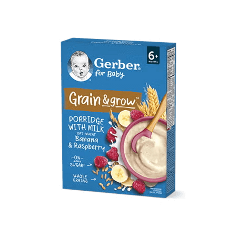 GERBER mléčná kaše pšenično-ovesná banán a malina 200 g