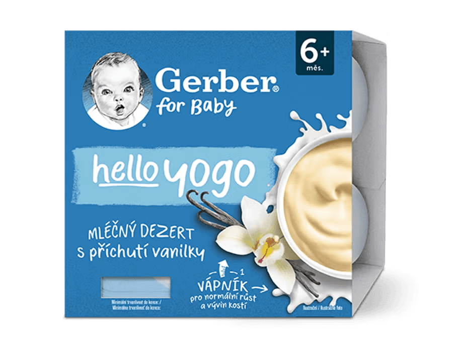GERBER hello yogo mléčný dezert s příchutí vanilky 4x100 g