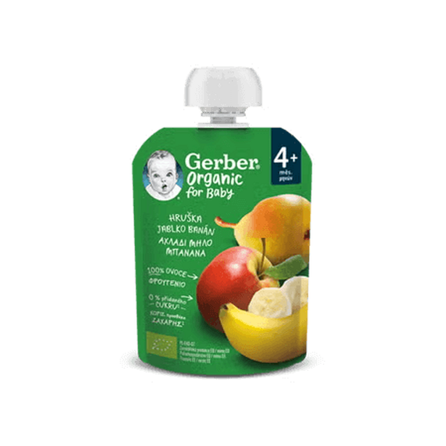 GERBER Organic kapsička hruška, jablko a banán 90 g