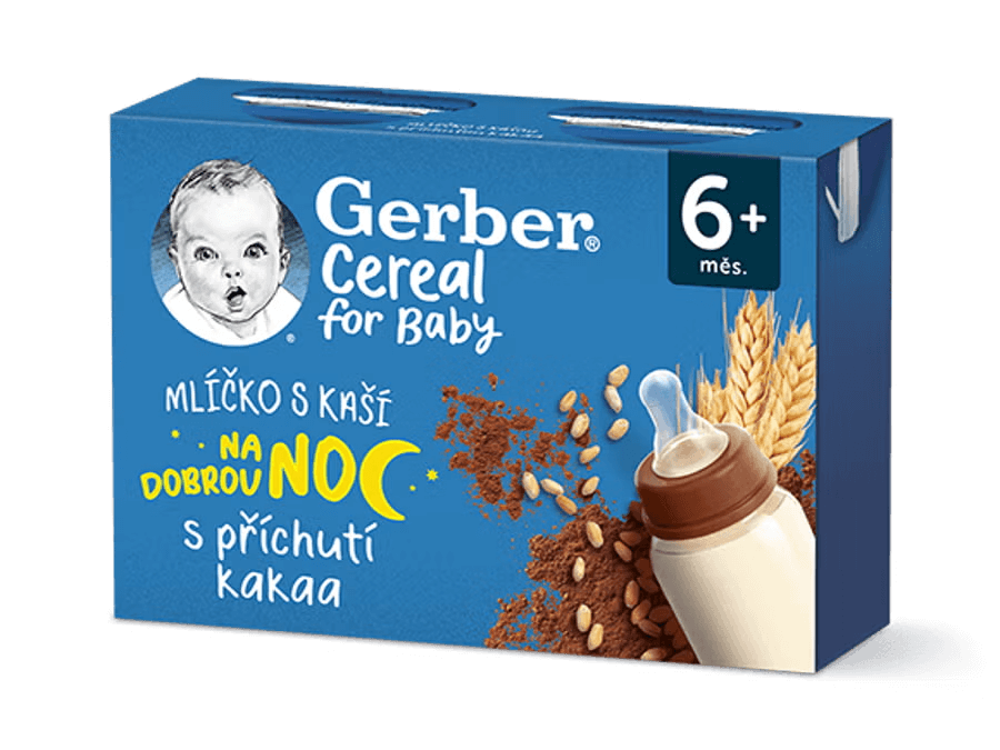 GERBER Cereal mlíčko s kaší s příchutí kakaa 2x200 ml
