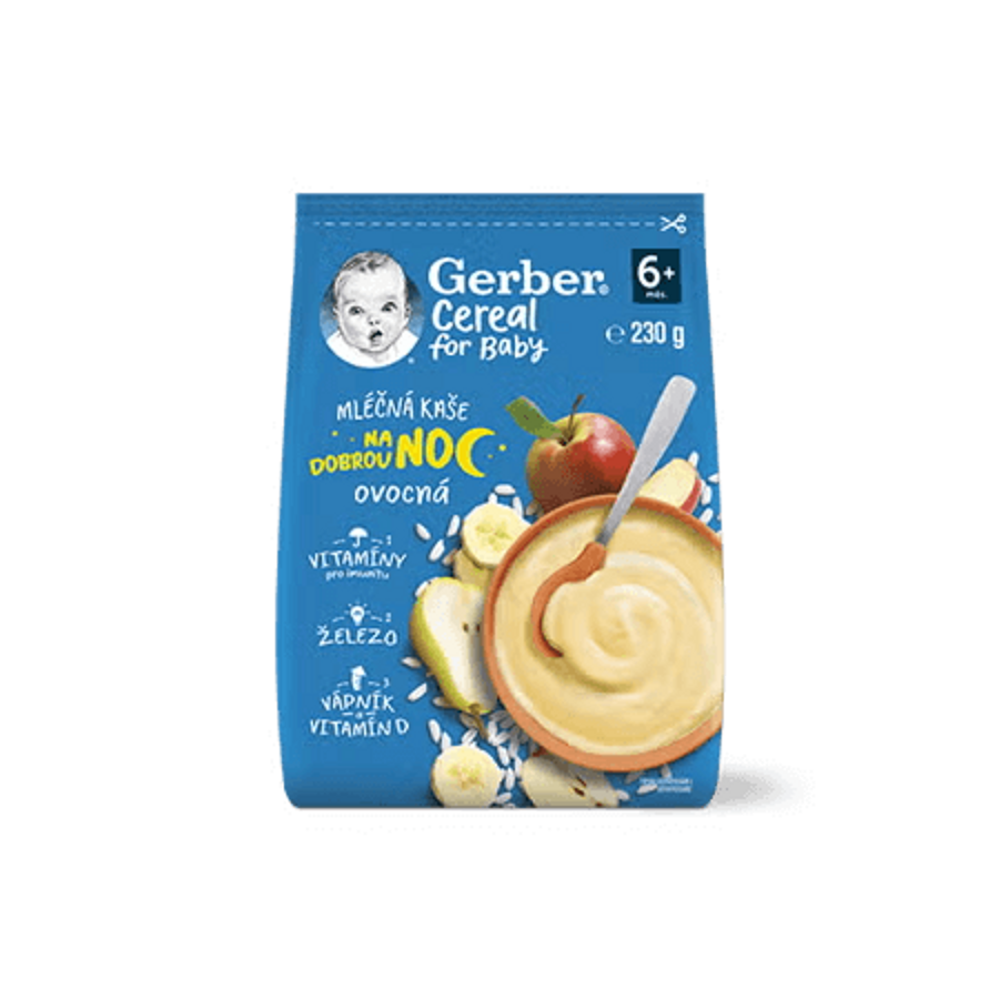 GERBER Cereal mléčná kaše ovocná na dobrou noc 230 g