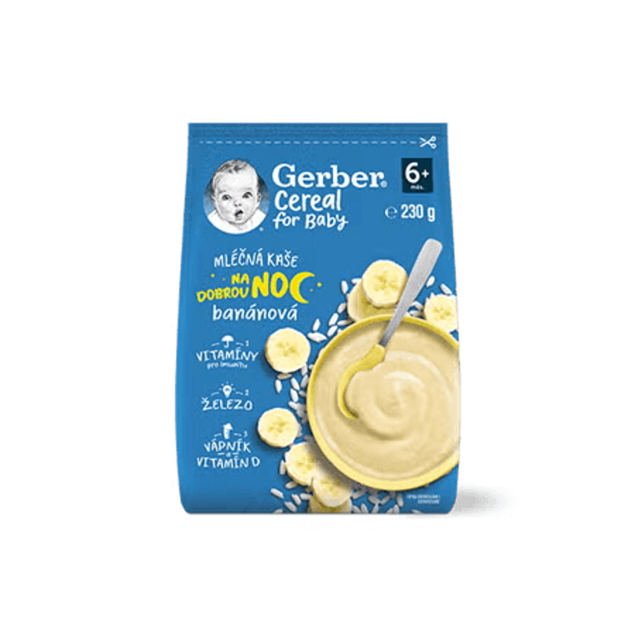 GERBER Cereal mléčná kaše banánová na dobrou noc 230 g