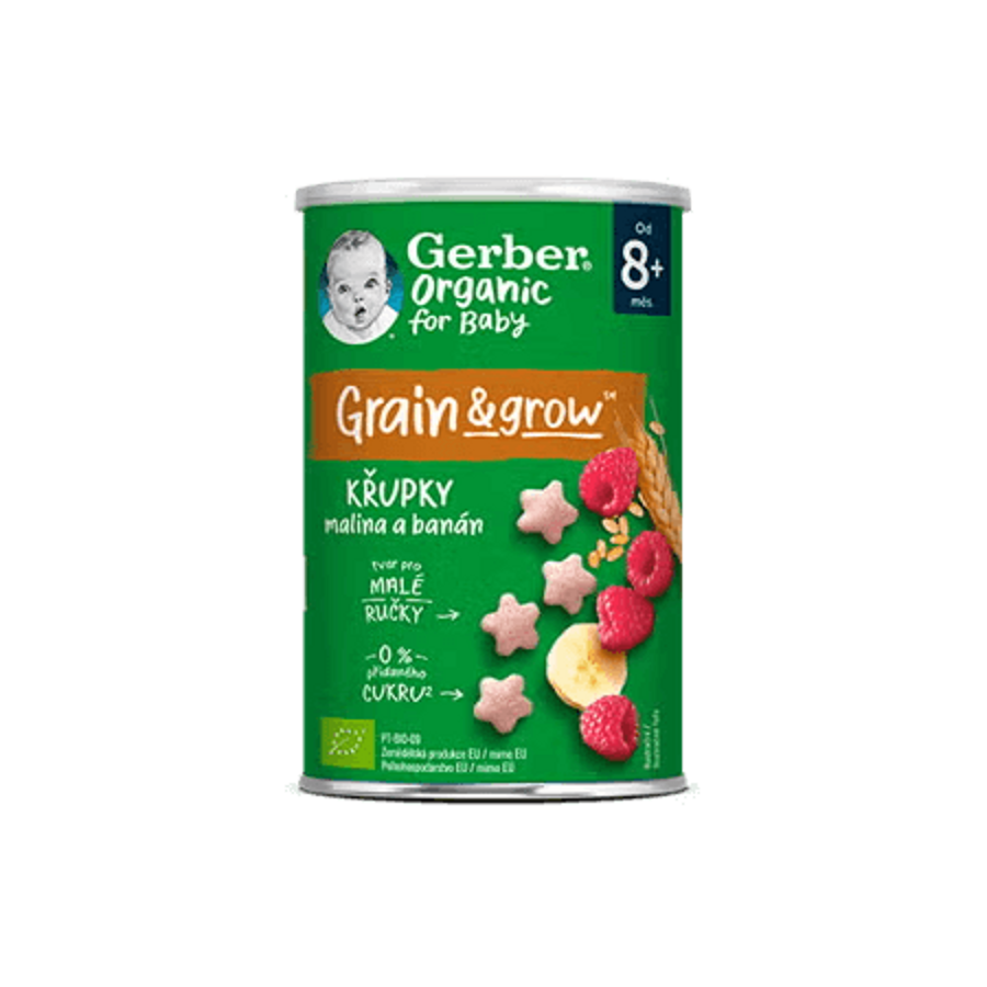 GERBER Organic křupky s banánem a malinami 35 g