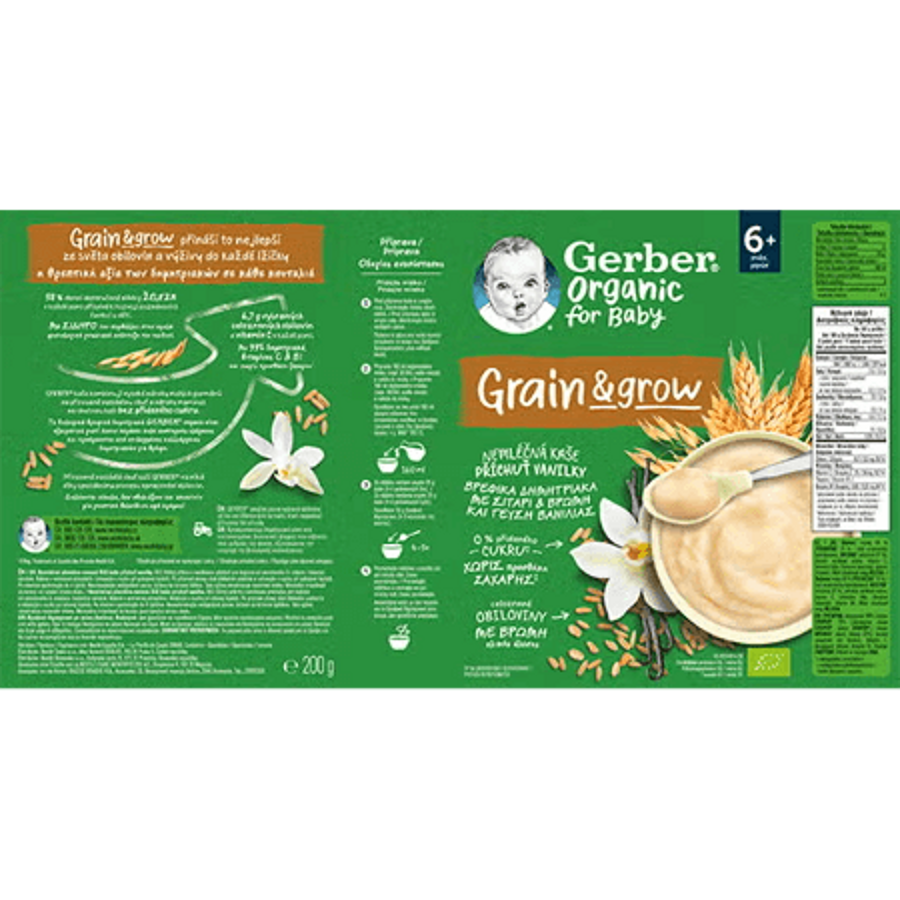 GERBER Organic nemléčná kaše s příchutí vanilky 200 g