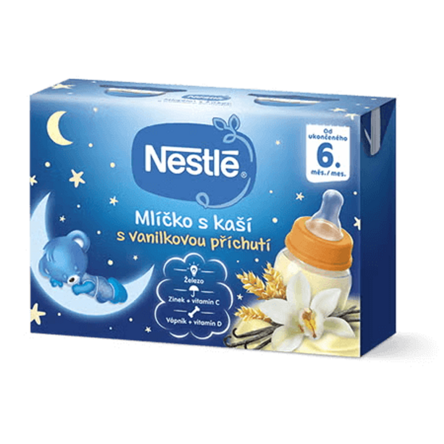 NESTLÉ Mlíčko s kaší​  s vanilkovou příchutí 2 x 200 ml