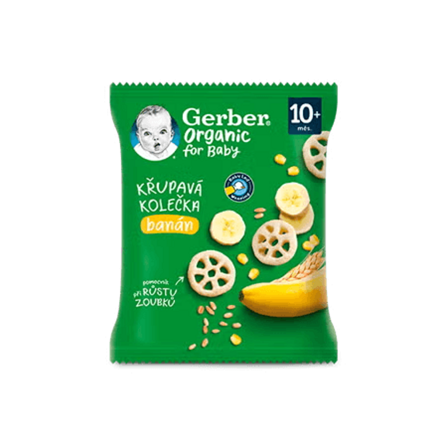 GERBER Organic chewing wheels křupavá kolečka s banánem 28 g