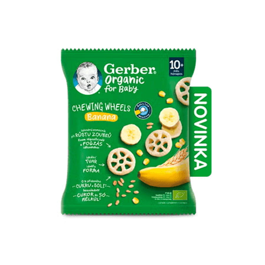 GERBER Organic chewing wheels křupavá kolečka s banánem 28 g