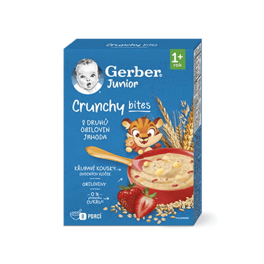 GERBER Junior nemléčná kaše jahodová s křupavými kousky 200 g