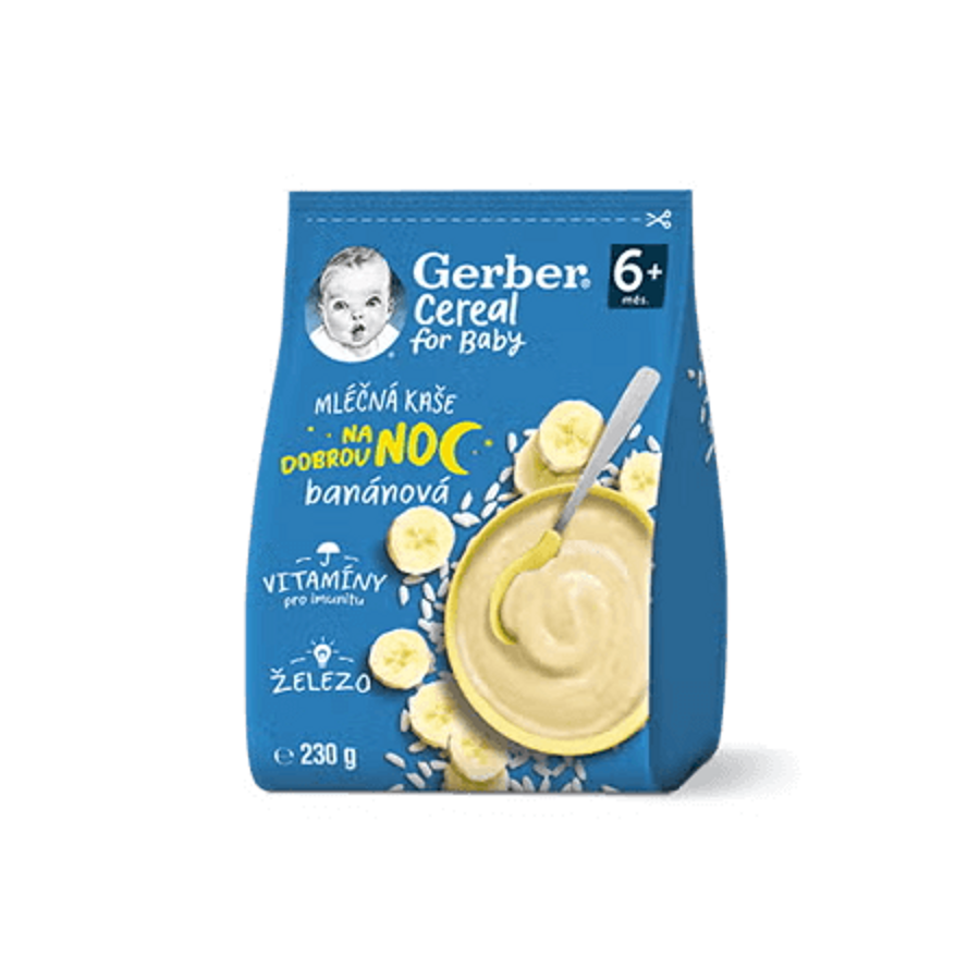 GERBER Cereal mléčná kaše banánová na dobrou noc 230 g
