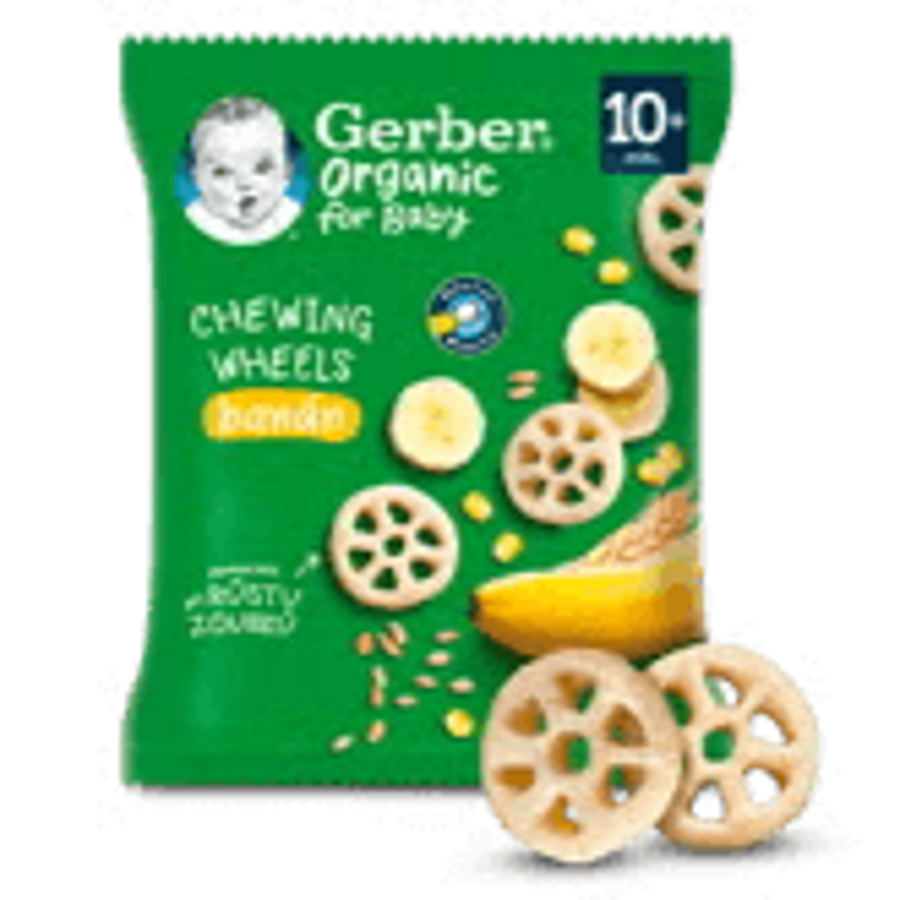 GERBER Organic chewing wheels křupavá kolečka s banánem 28 g
